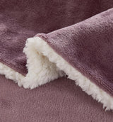 Teddy Sherpa Twin-Pack Standard Pillowcases - Soft Reversible Velvet & Sherpa Cushion Covers - Machine Washable with Zipper Closure -  48x73cm - Mauve - 45-Degree Angle