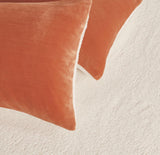Teddy Sherpa Twin-Pack Standard Pillowcases - Soft Reversible Velvet & Sherpa Cushion Covers - Machine Washable with Zipper Closure -  48x73cm - Terracotta - Side View