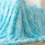 Double Sided Fx Fur Shaggy Throw Blanket - Blue - 45-Degree Angle