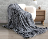 Double Sided Fx Fur Shaggy Throw Blanket - Charcoal - Front View