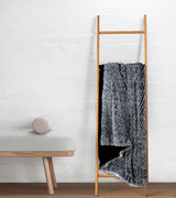 Double Sided Fx Fur Shaggy Throw Blanket - Charcoal - Side View