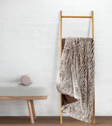 Double Sided Fx Fur Shaggy Throw Blanket - Chestnut - Side View