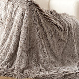 Double Sided Fx Fur Shaggy Throw Blanket - Chestnut - Top-Down View