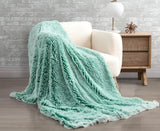 Double Sided Fx Fur Shaggy Throw Blanket - Emerald - Front View