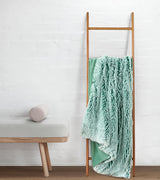 Double Sided Fx Fur Shaggy Throw Blanket - Emerald - Side View