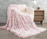 Double Sided Fx Fur Shaggy Throw Blanket - Rose - Front View