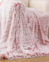 Double Sided Fx Fur Shaggy Throw Blanket - Rose - Top-Down View