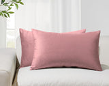 Twin-Pack Velvet Cushion Covers - Soft Microfibre Cushion Covers with Hidden Zipper (Blush, 30cm*50cm) - Top-Down View