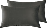 Twin-Pack Velvet Cushion Covers - Soft Microfibre Cushion Covers with Hidden Zipper (Dark Grey, 30cm*50cm) - Front View