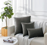 Twin-Pack Velvet Cushion Covers - Soft Microfibre Cushion Covers with Hidden Zipper (Dark Grey, 30cm*50cm) - Top-Down View