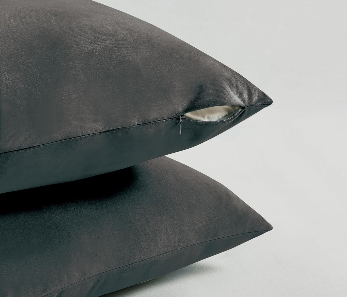 Twin-Pack Velvet Cushion Covers - Soft Microfibre Cushion Covers with Hidden Zipper (Dark Grey, 45cm*45cm)