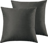 Twin-Pack Velvet Cushion Covers - Soft Microfibre Cushion Covers with Hidden Zipper (Dark Grey, 65cm*65cm) - Front View