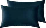 Twin-Pack Velvet Cushion Covers - Soft Microfibre Cushion Covers with Hidden Zipper (Dark Teal, 30cm*50cm) - Front View