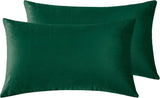 Twin-Pack Velvet Cushion Covers - Soft Microfibre Cushion Covers with Hidden Zipper (Emerald Green, 30cm*50cm) - Front View