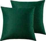 Twin-Pack Velvet Cushion Covers - Soft Microfibre Cushion Covers with Hidden Zipper (Emerald Green, 65cm*65cm) - Front View