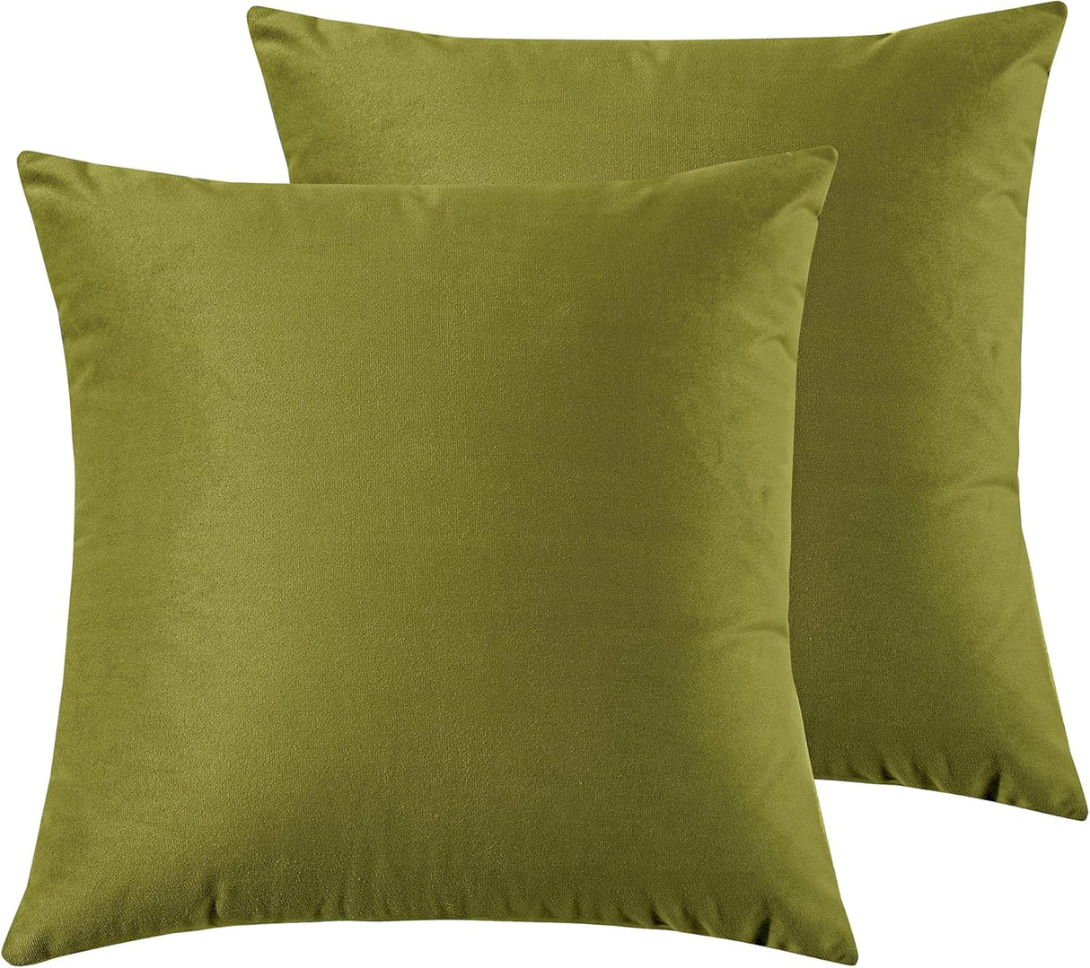 Twin-Pack Velvet Cushion Covers - Soft Microfibre Cushion Covers with Hidden Zipper (Green, 45cm*45cm)