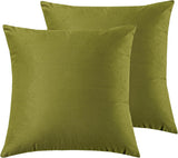 Twin-Pack Velvet Cushion Covers - Soft Microfibre Cushion Covers with Hidden Zipper (Green, 65cm*65cm) - Front View