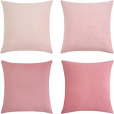 Velvet Cushion Covers - Ultra Soft Microfibre Velvet with Hidden Zipper - Gradient Pink, 45cm*45cm (Pack of 4) - Front View