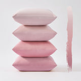 Velvet Cushion Covers - Ultra Soft Microfibre Velvet with Hidden Zipper - Gradient Pink, 45cm*45cm (Pack of 4) - Side View