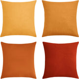 Velvet Cushion Covers - Ultra Soft Microfibre Velvet with Hidden Zipper - Gradient Yellow, 45cm*45cm (Pack of 4) - Front View