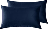 Twin-Pack Velvet Cushion Covers - Soft Microfibre Cushion Covers with Hidden Zipper (Navy Blue, 30cm*50cm) - Front View