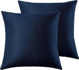 Twin-Pack Velvet Cushion Covers - Soft Microfibre Cushion Covers with Hidden Zipper (Navy Blue, 45cm*45cm) - Front View