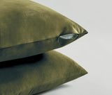 Twin-Pack Velvet Cushion Covers - Soft Microfibre Cushion Covers with Hidden Zipper (Olive Green, 45cm*45cm) - Side View