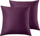 Twin-Pack Velvet Cushion Covers - Soft Microfibre Cushion Covers with Hidden Zipper (Plum, 45cm*45cm) - Front View
