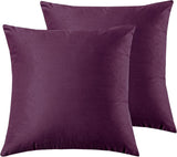 Twin-Pack Velvet Cushion Covers - Soft Microfibre Cushion Covers with Hidden Zipper (Plum, 65cm*65cm) - Front View