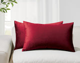 Twin-Pack Velvet Cushion Covers - Soft Microfibre Cushion Covers with Hidden Zipper (Red, 30cm*50cm)