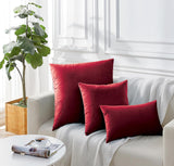 Twin-Pack Velvet Cushion Covers - Soft Microfibre Cushion Covers with Hidden Zipper (Red, 30cm*50cm) - Top-Down View