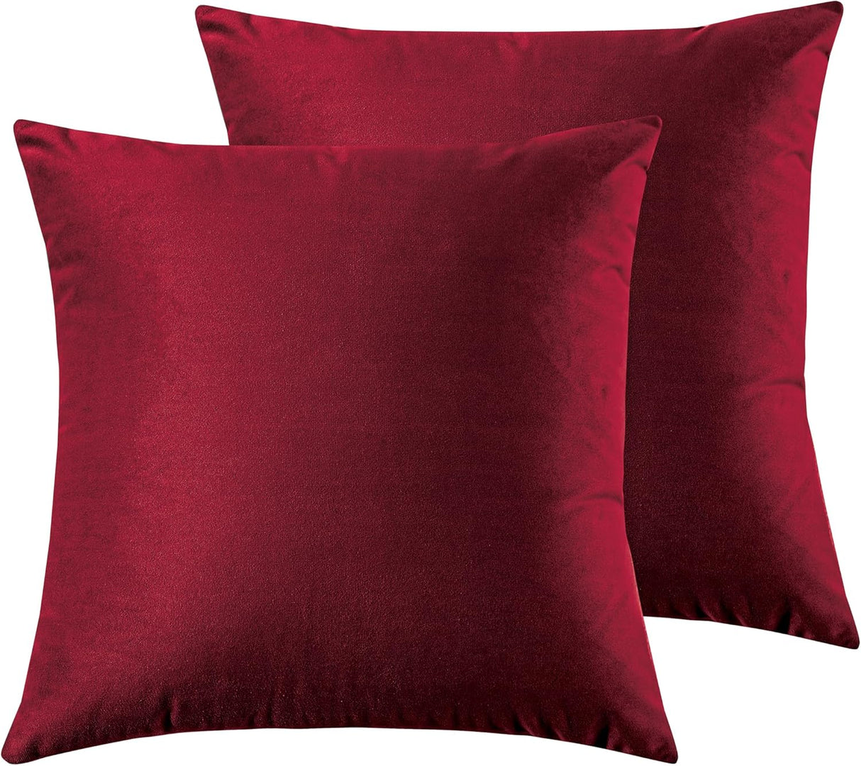 Twin-Pack Velvet Cushion Covers - Soft Microfibre Cushion Covers with Hidden Zipper (Red, 45cm*45cm)