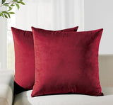 Twin-Pack Velvet Cushion Covers - Soft Microfibre Cushion Covers with Hidden Zipper (Red, 65cm*65cm)