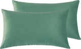 Twin-Pack Velvet Cushion Covers - Soft Microfibre Cushion Covers with Hidden Zipper (Sage, 30cm*50cm) - Front View