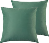 Twin-Pack Velvet Cushion Covers - Soft Microfibre Cushion Covers with Hidden Zipper (Sage, 65cm*65cm) - Front View