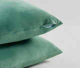 Twin-Pack Velvet Cushion Covers - Soft Microfibre Cushion Covers with Hidden Zipper (Sage, 65cm*65cm) - Side View