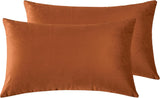 Twin-Pack Velvet Cushion Covers - Soft Microfibre Cushion Covers with Hidden Zipper (Terracotta, 30cm*50cm) - Front View
