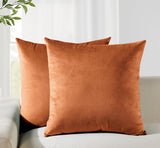 Twin-Pack Velvet Cushion Covers - Soft Microfibre Cushion Covers with Hidden Zipper (Terracotta, 45cm*45cm)