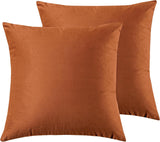 Twin-Pack Velvet Cushion Covers - Soft Microfibre Cushion Covers with Hidden Zipper (Terracotta, 65cm*65cm) - Front View