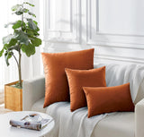 Twin-Pack Velvet Cushion Covers - Soft Microfibre Cushion Covers with Hidden Zipper (Terracotta, 65cm*65cm) - Top-Down View