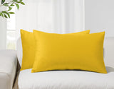 Twin-Pack Velvet Cushion Covers - Soft Microfibre Cushion Covers with Hidden Zipper (Yellow, 30cm*50cm)