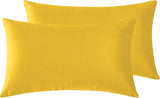 Twin-Pack Velvet Cushion Covers - Soft Microfibre Cushion Covers with Hidden Zipper (Yellow, 30cm*50cm) - Front View