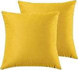Twin-Pack Velvet Cushion Covers - Soft Microfibre Cushion Covers with Hidden Zipper (Yellow, 45cm*45cm) - Side View
