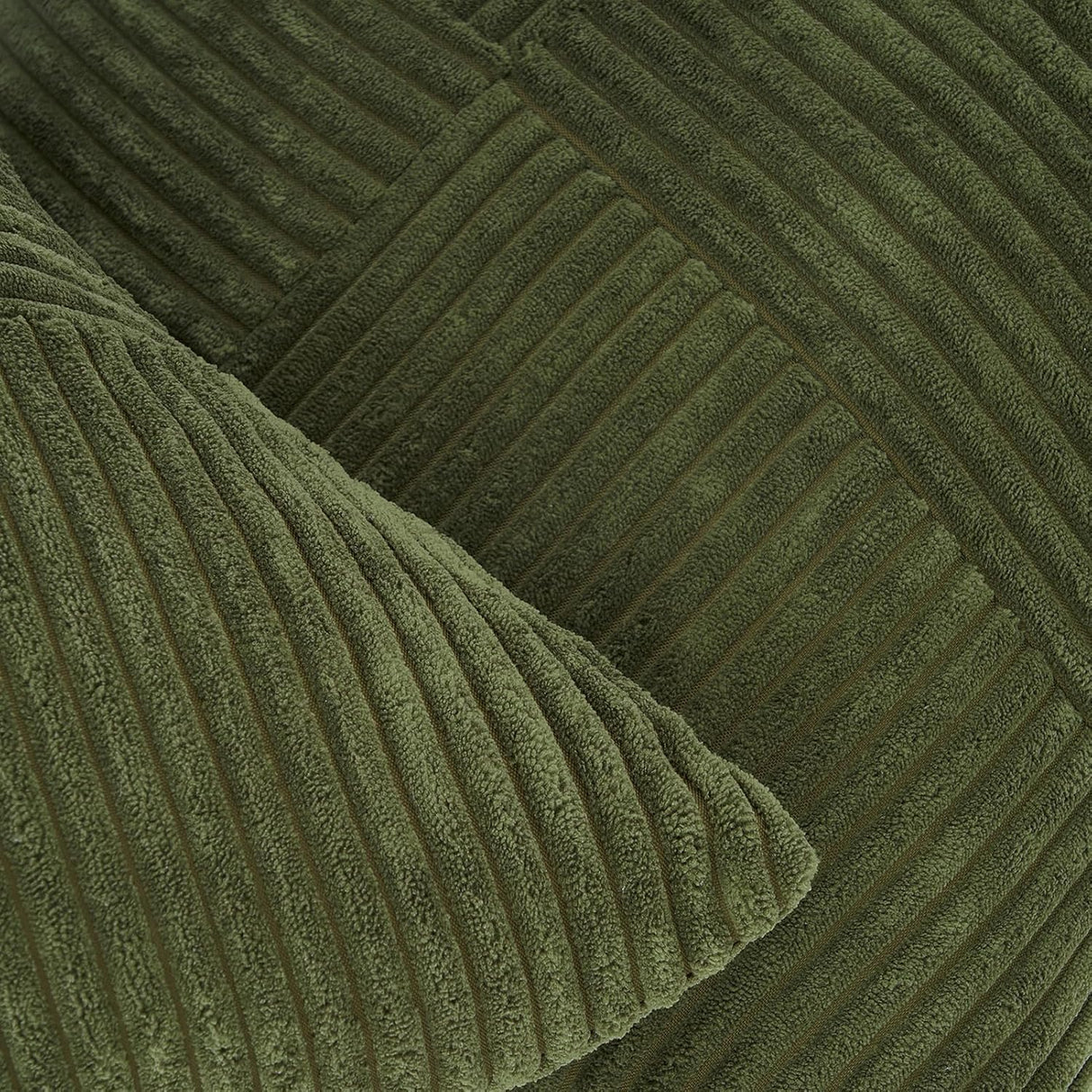 Corduroy Cushion Covers - Soft Velvet Fabric with Windmill-Inspired Pattern and Hidden Zipper Design - Olive Green, 45cm x 45cm (Twin Pack)