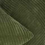 Corduroy Cushion Covers - Soft Velvet Fabric with Windmill-Inspired Pattern and Hidden Zipper Design - Olive Green, 45cm x 45cm (Twin Pack) - Top-Down View