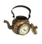 Table Clock - Old Brass Tea Kettle - Front View