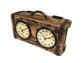 Table Clock - Brick Mould Dual Dial - Side View