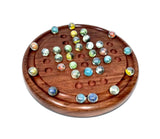 Wooden Solitaire Game - Marble balls - Front View