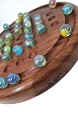 Wooden Solitaire Game - Marble balls - Top-Down View