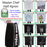 100% Cotton Master Chef Half Apron Heavy Duty Fine Dining - Front View